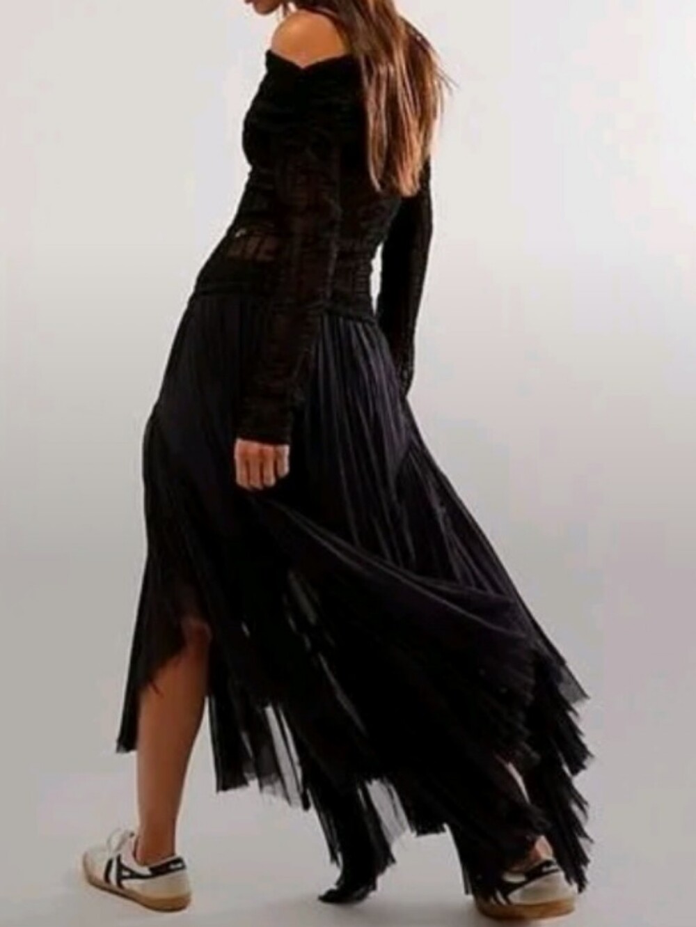 FREE PEOPLE FP ONE black clover raw edged hem skirt S